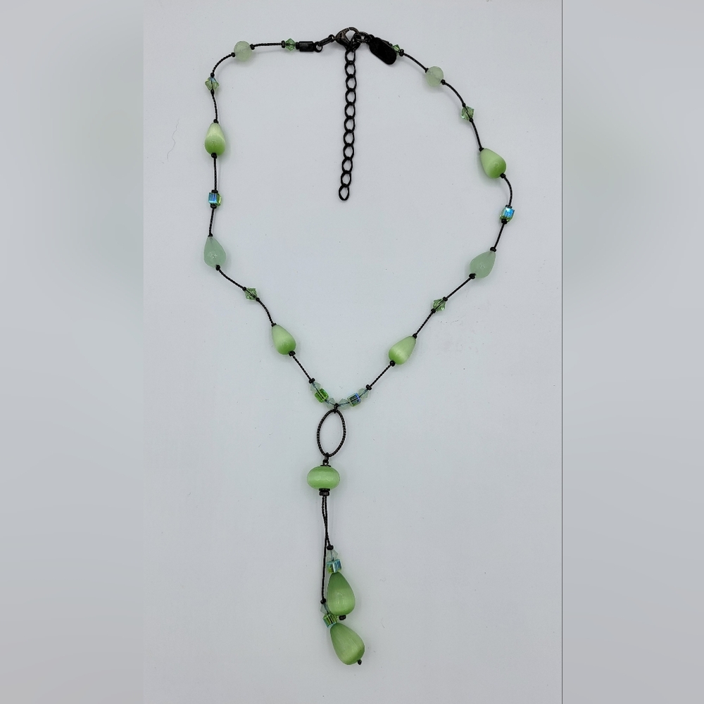 Dabby Reid Felicia Crystal Y Necklace Mint Green